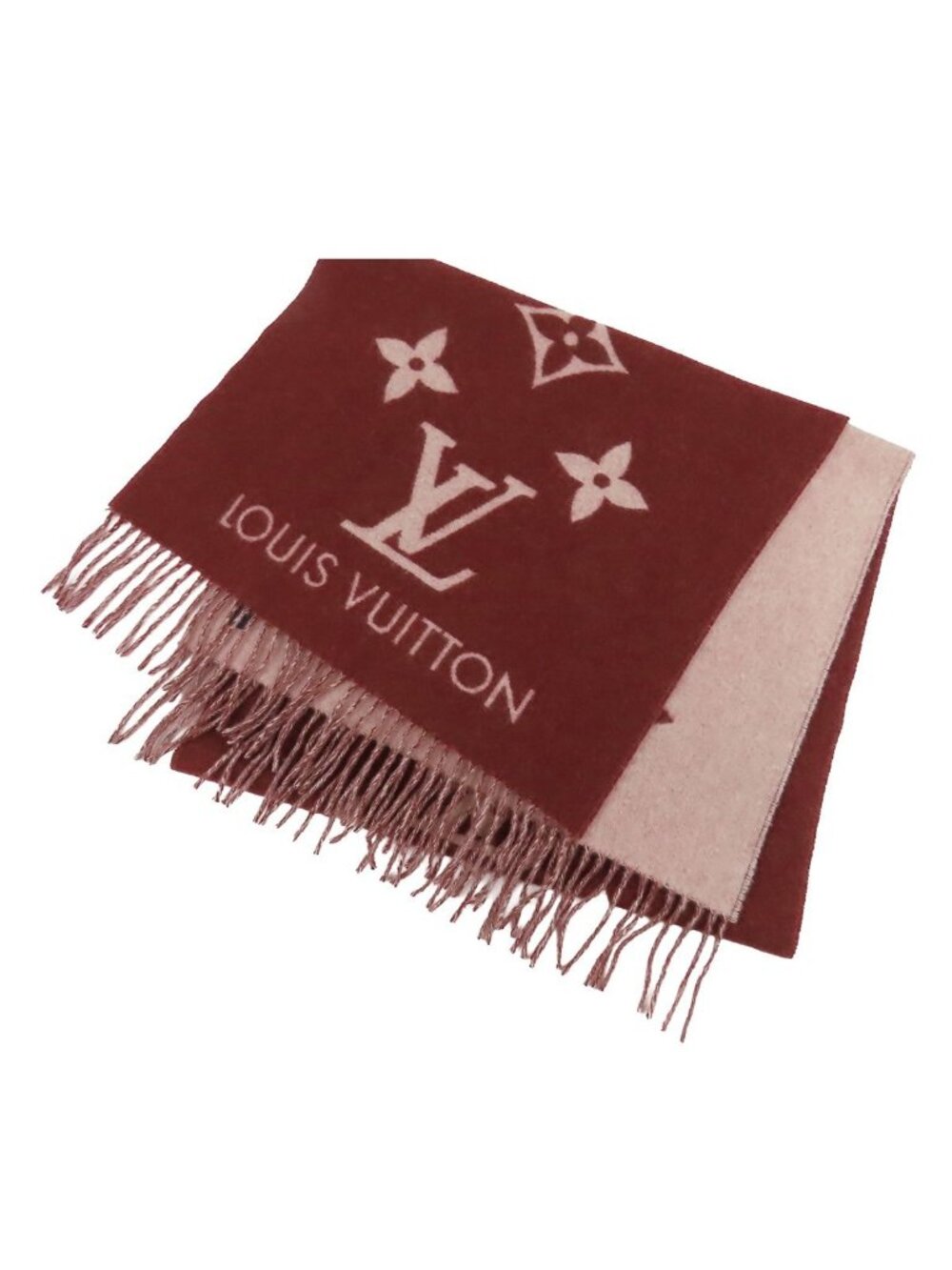 Louis Vuitton Echarpe Reykjavik Bordeaux Cashmere Logo Scarf